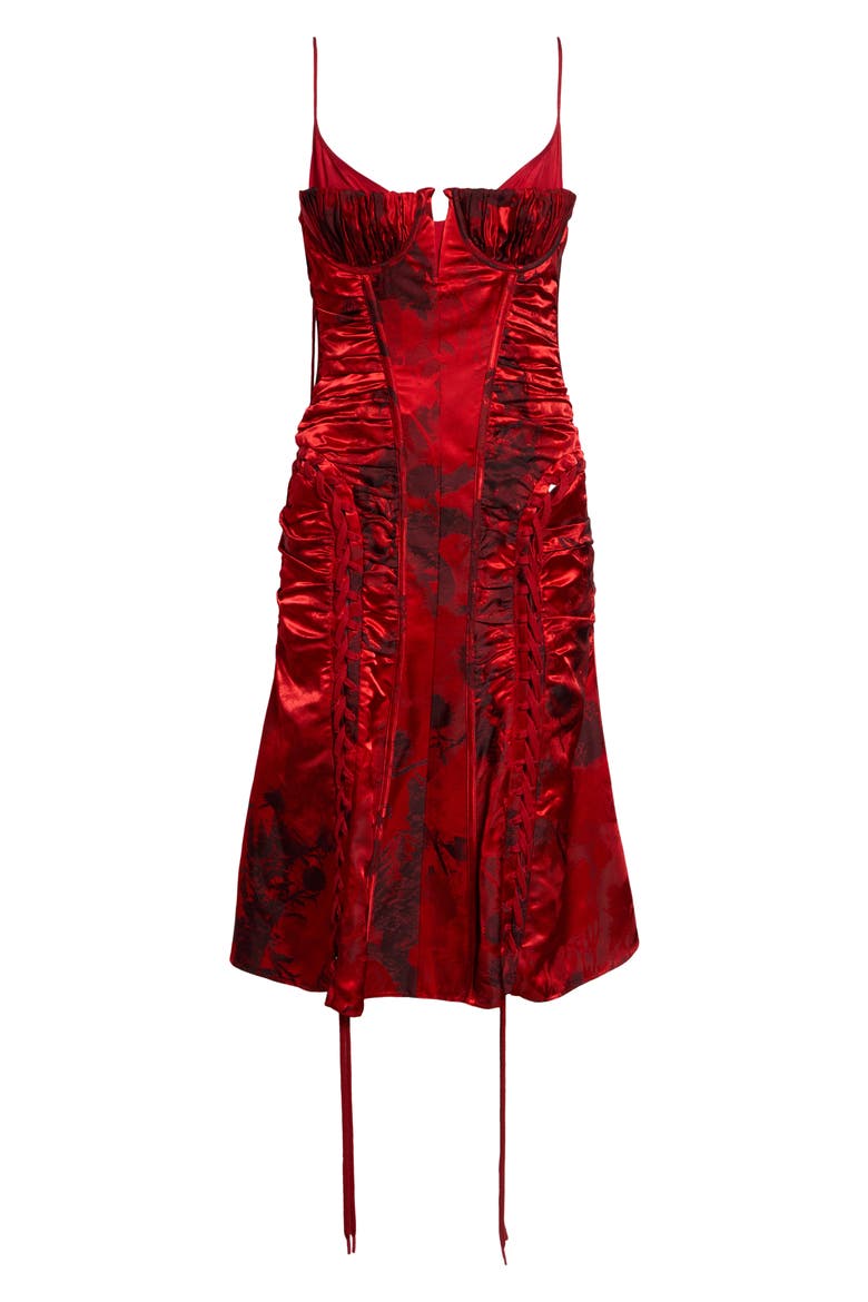 Floral Jacquard Corset Dress, Alternate, color, RED-BLACK