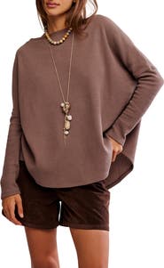Free People Latte Blue Oversize Thermal Top