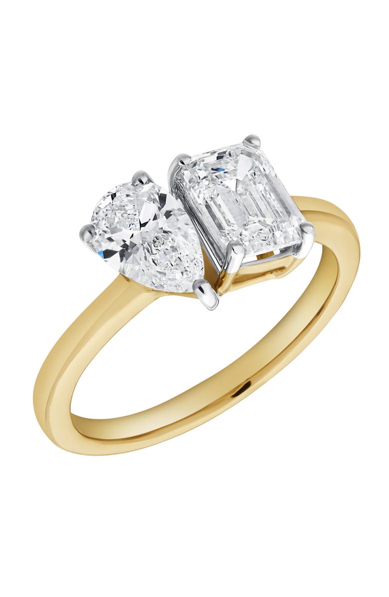 LuvMyJewelry Willow 14K Gold Toi et Moi Emerald and Pear Lab Grown Diamond Ring - 2 ct, Alternate, color, 14K Yellow Gold