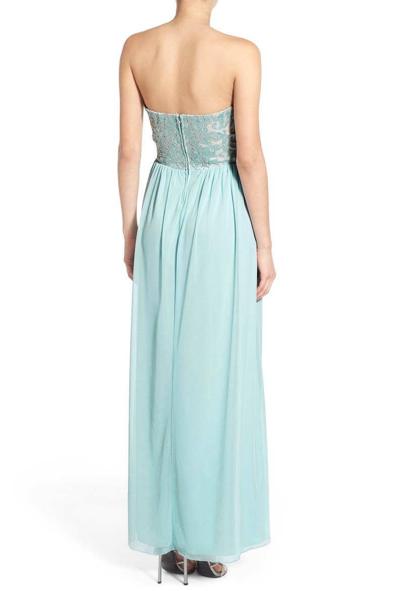 Lace Bodice Strapless Gown, Alternate, color, ANTIQUE BLUE