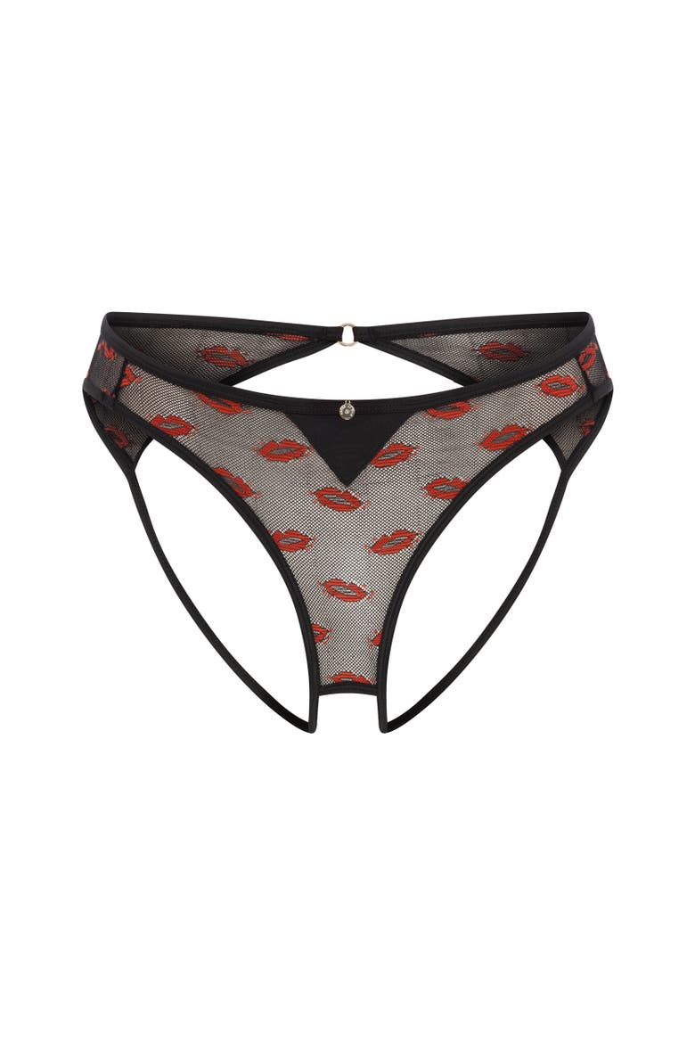 Smooch Smooch Ouvert Panties, Main, color, Black