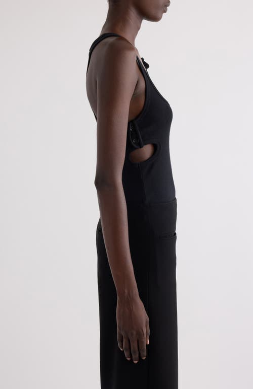 Shop Courrèges Double Buckle Rib Tank In Black