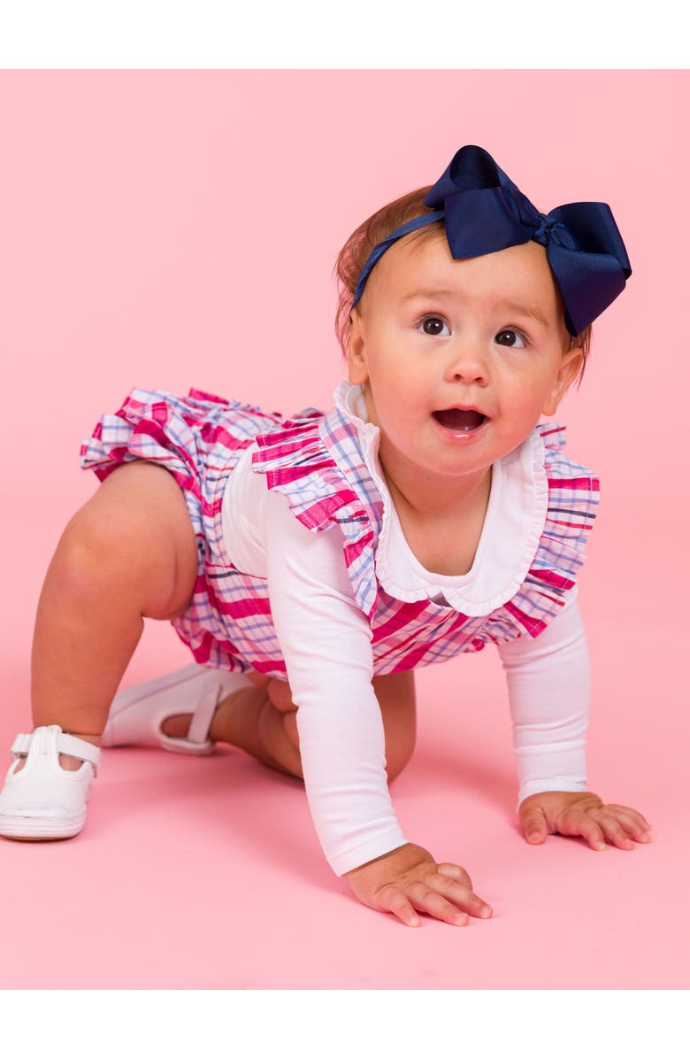 RuffleButts Baby Girls Knit Long Sleeve Ruffle Peter Pan Bodysuit, Alternate, color, White