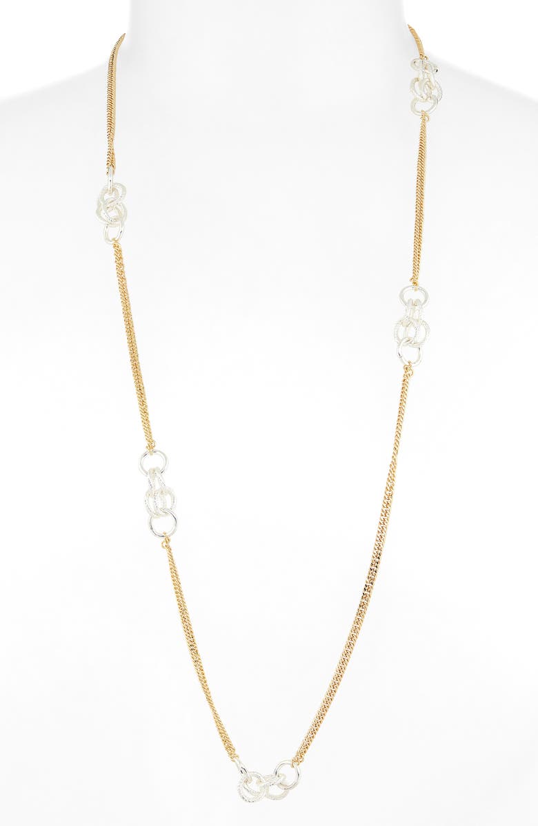 NORDSTROM RACK Slinky Ring Station Chain Necklace, Alternate, color, Gold- Silver