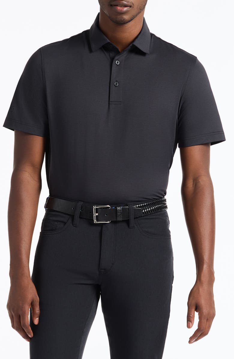 Robert Graham Falto Short Sleeve Stretch Knit Polo, Main, color, Black