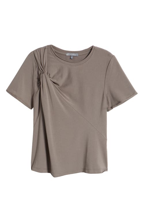 Wit & Wisdom Twist Front Stretch Cotton Modal T-shirt In Oyster Mushroom