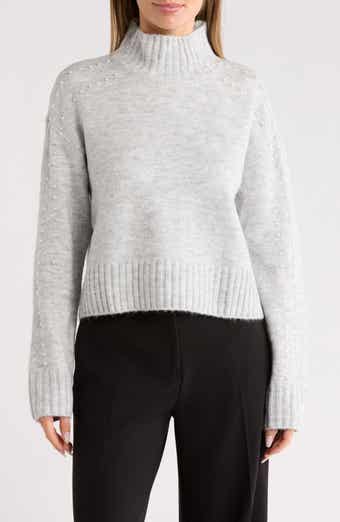 Ellen Tracy Pearly Studded Crop Sweater