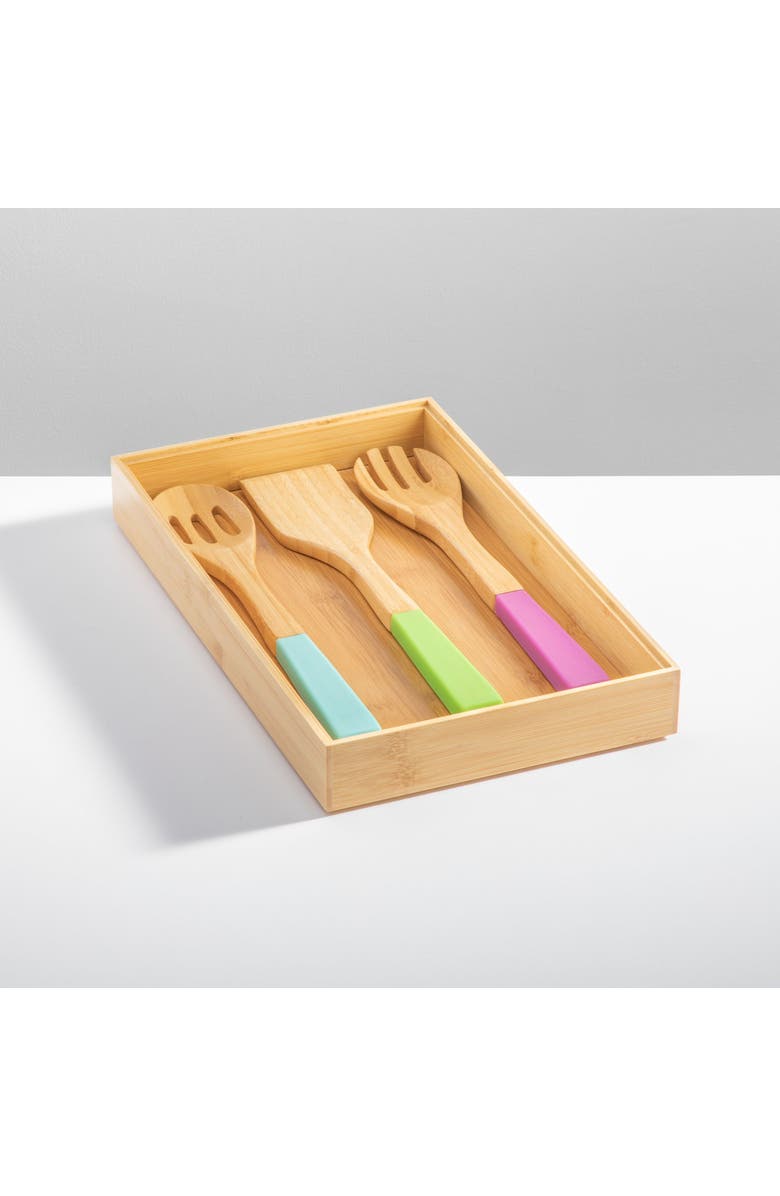 mDesign Stackable 15" Long Wooden - Drawer Organizer - 2 Pack, Natural Wood, Alternate, color, Natural