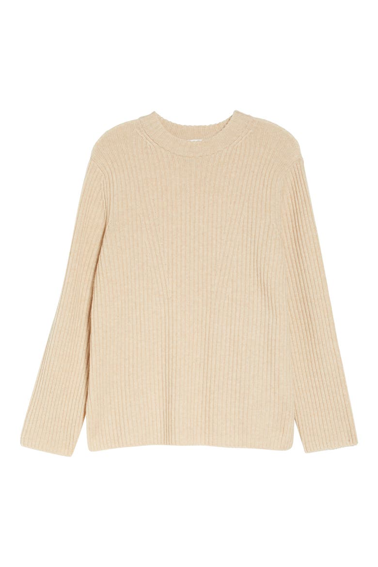 Wool & Cashmere Rib Sweater, Alternate, color, HEATHER WAFER