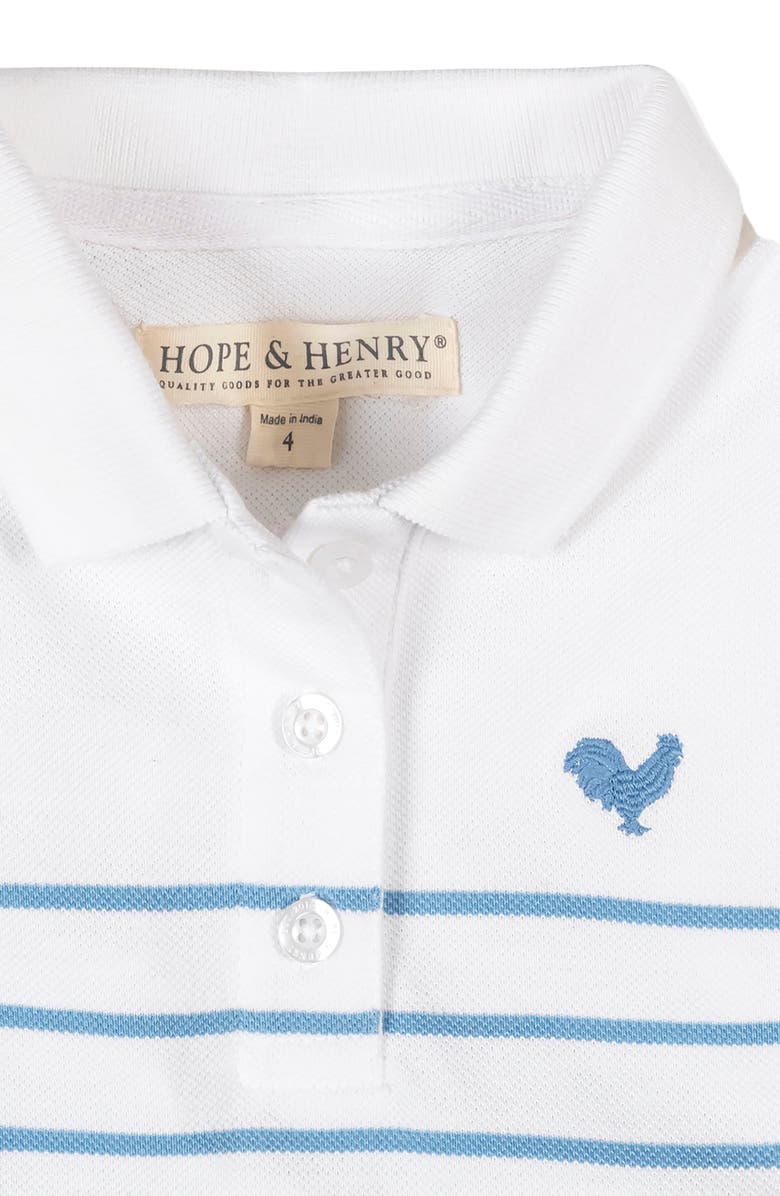 Hope & Henry Kids' Organic Puff Sleeve Pique Polo Dress, Alternate, color, Bluebell Stripe