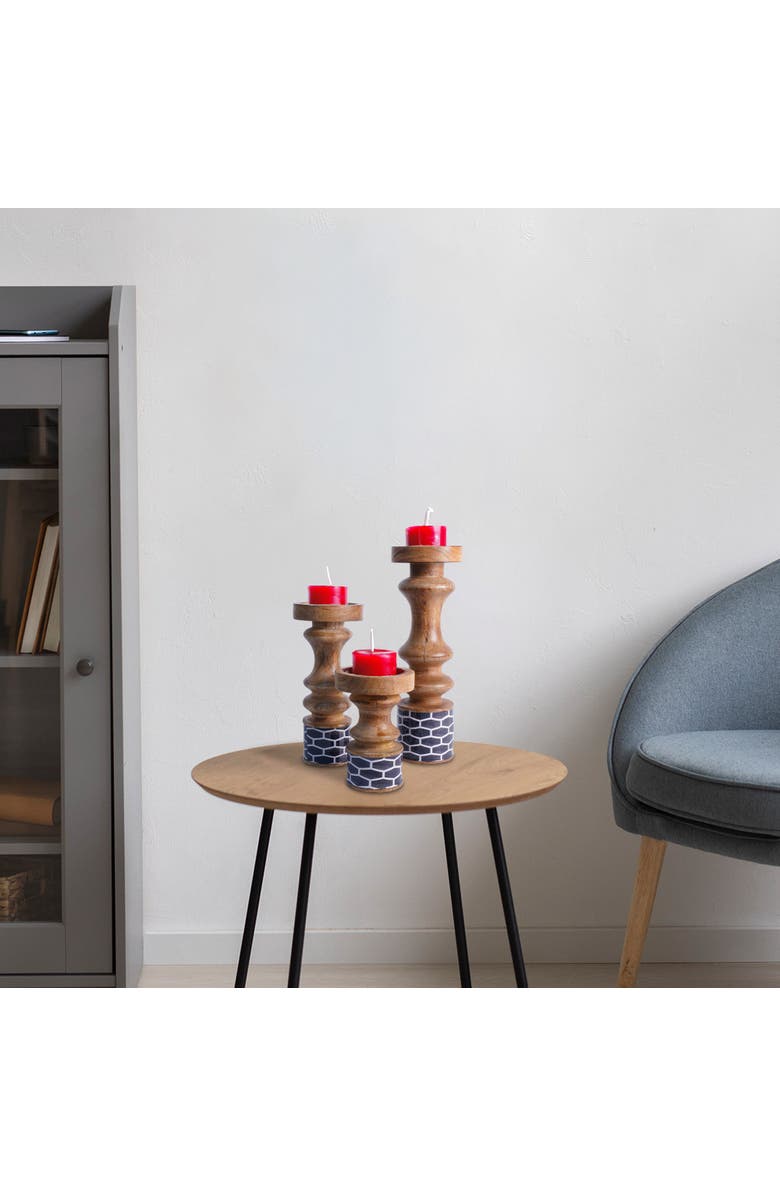 Mela Artisans Gramercy Blue Pillar Candleholder Set, Alternate, color, Blue