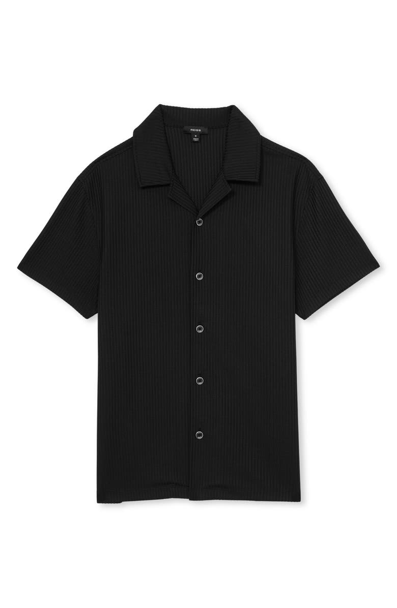 Reiss Warwick Texture Camp Shirt, Alternate, color, Black