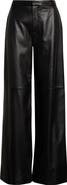 L'AGENCE Livvy Straight Leg Lambskin Leather Trousers