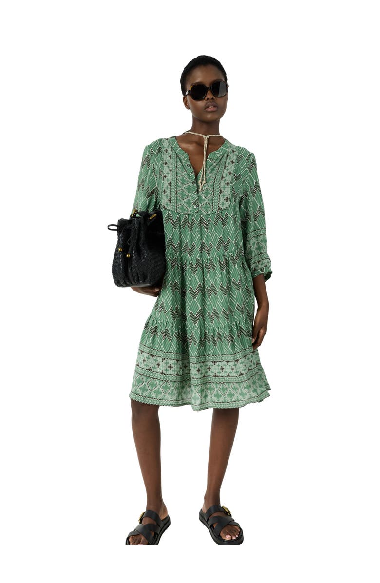 GERARD DAREL Rim Geometric Tunic Knee-Length Dress, Main, color, Green