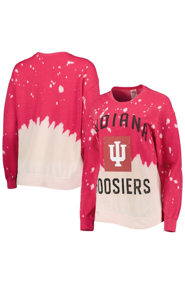GAMEDAY COUTURE Women's Gameday Couture Crimson Indiana Hoosiers Twice As Nice Faded Dip-Dye Pullover Long Sleeve Top, Main, color,