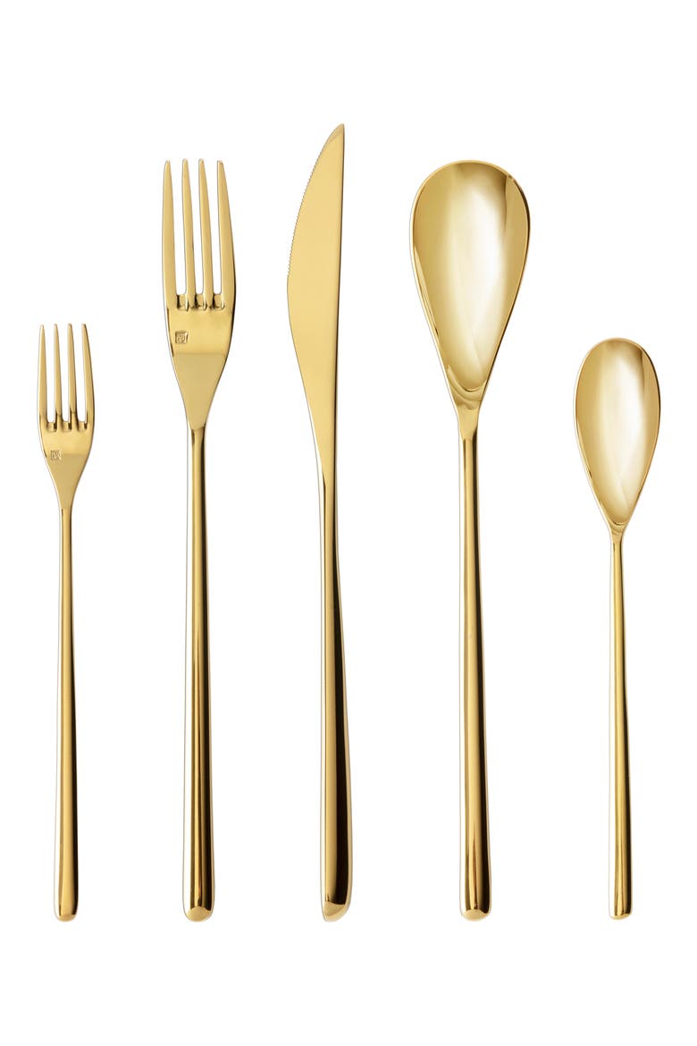 Dragonfly Black 5-Piece Place Setting, Main, color, GOLD