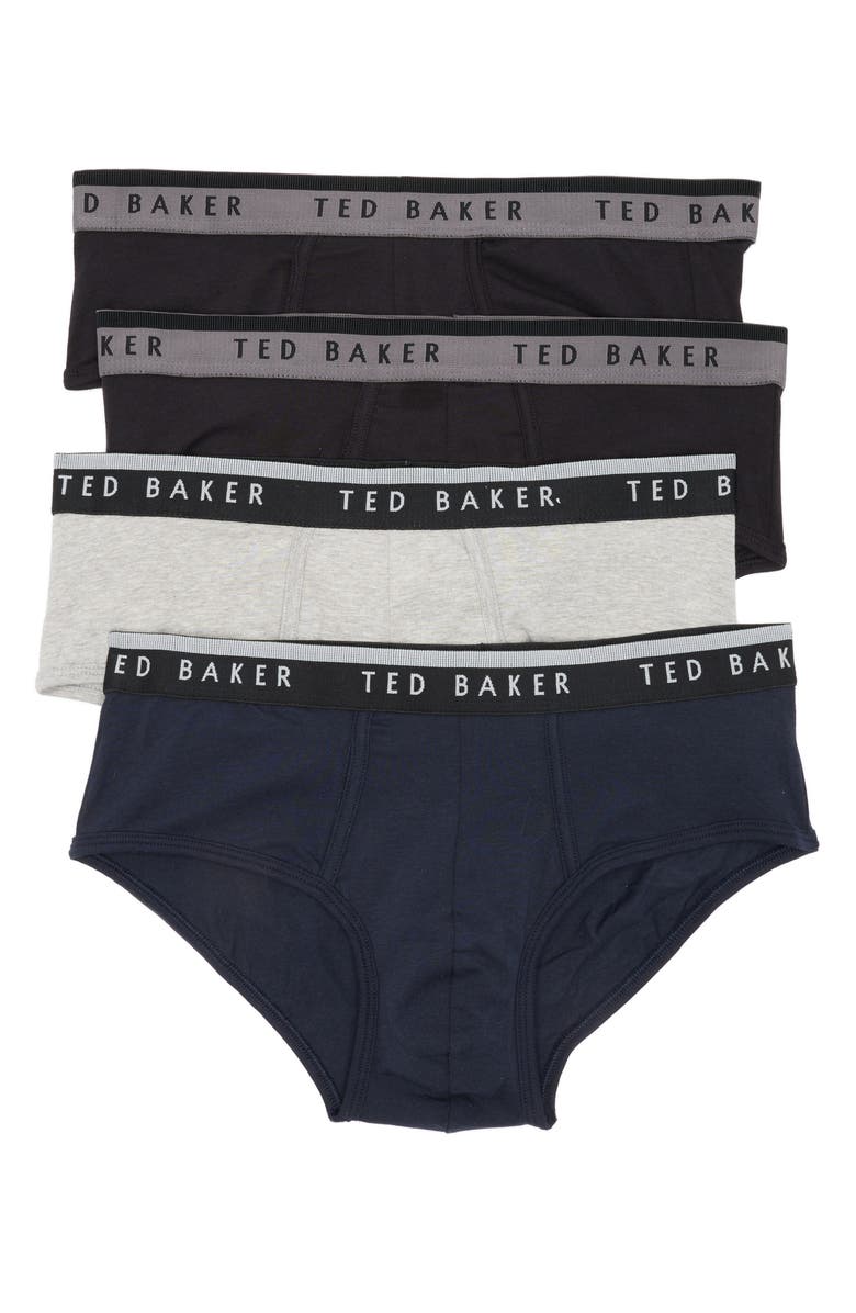 Ted Baker 4-Pack Stretch Cotton Boxer Briefs, Main, color, Grey / Black