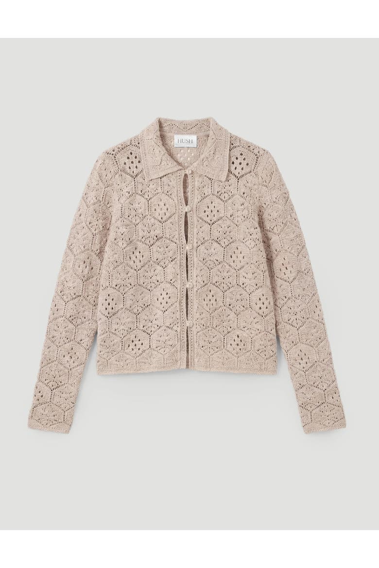 Crochet Cotton Long Sleeve Cardigan, Alternate, color, Ecru White