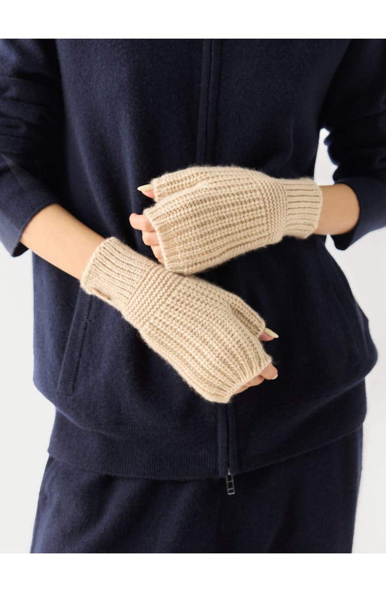 Gobi Cashmere Rib-Knit Cashmere Gloves, Main, color, Beige