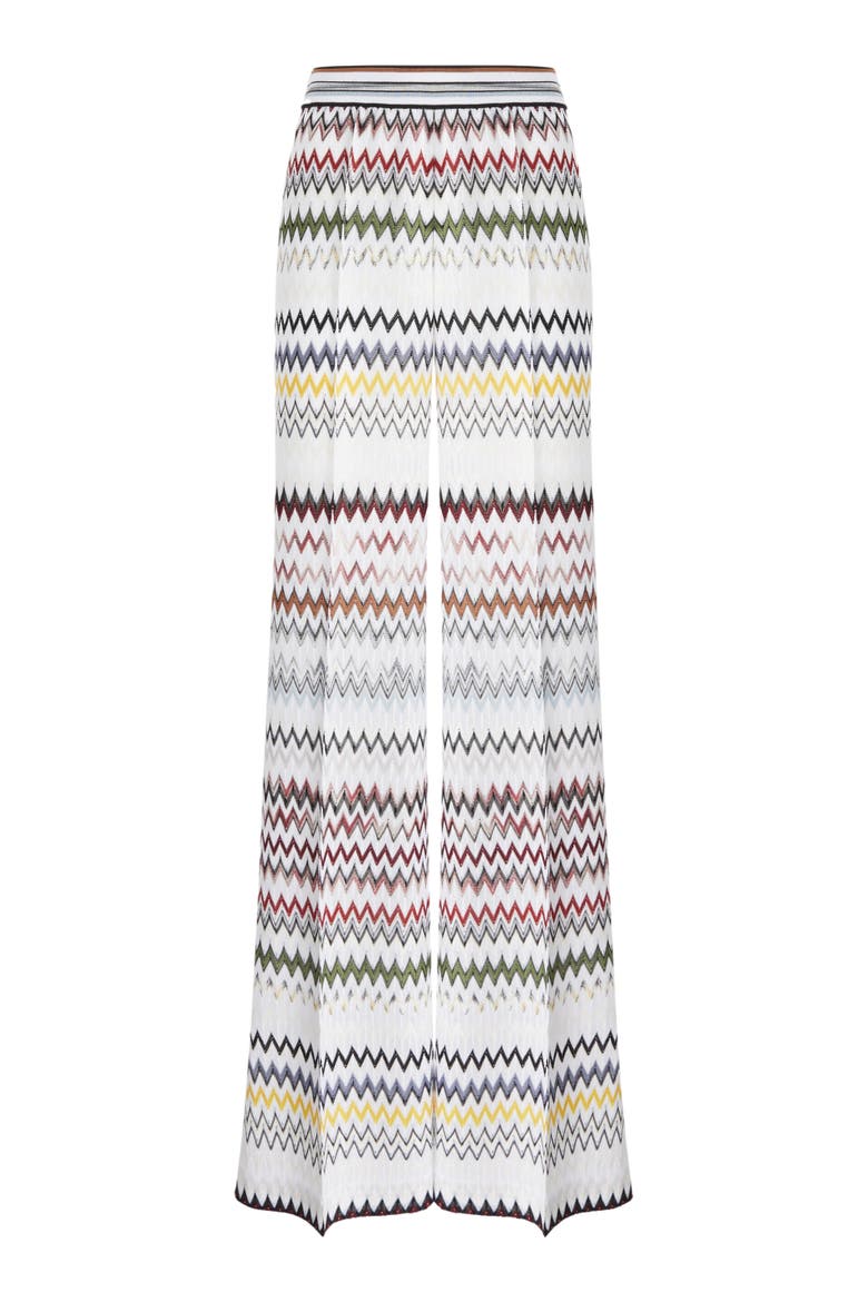 Wide-leg Trousers In Viscose And Cotton Zig Zag, Alternate, color, Multicoloured