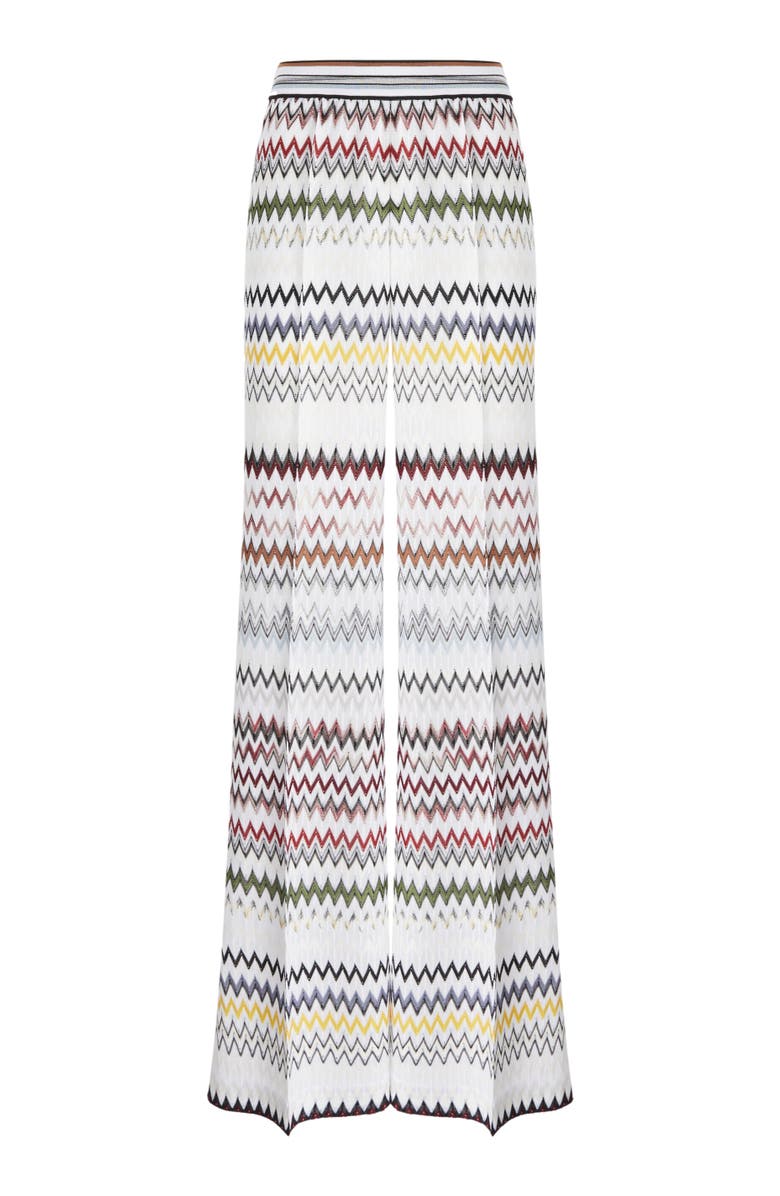 Missoni Wide Zigzag Viscose And Cotton Trousers, Alternate, color, Green& Brown