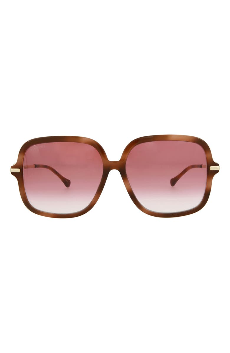 Gucci 58mm Square Optical Frames, Alternate, color, Havana Gold Red