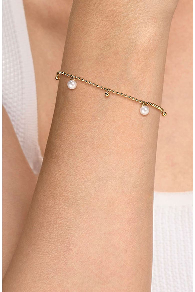 Freshwater Pearl Beaded Charm Bracelet, Alternate, color, GOLD/ WHITE