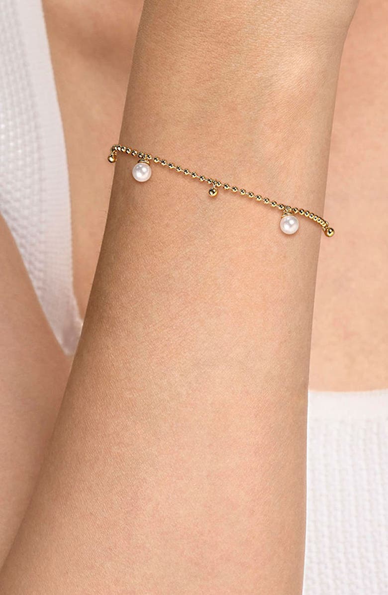 Gabriel & Co. Freshwater Pearl Beaded Charm Bracelet, Alternate, color, Gold/ White