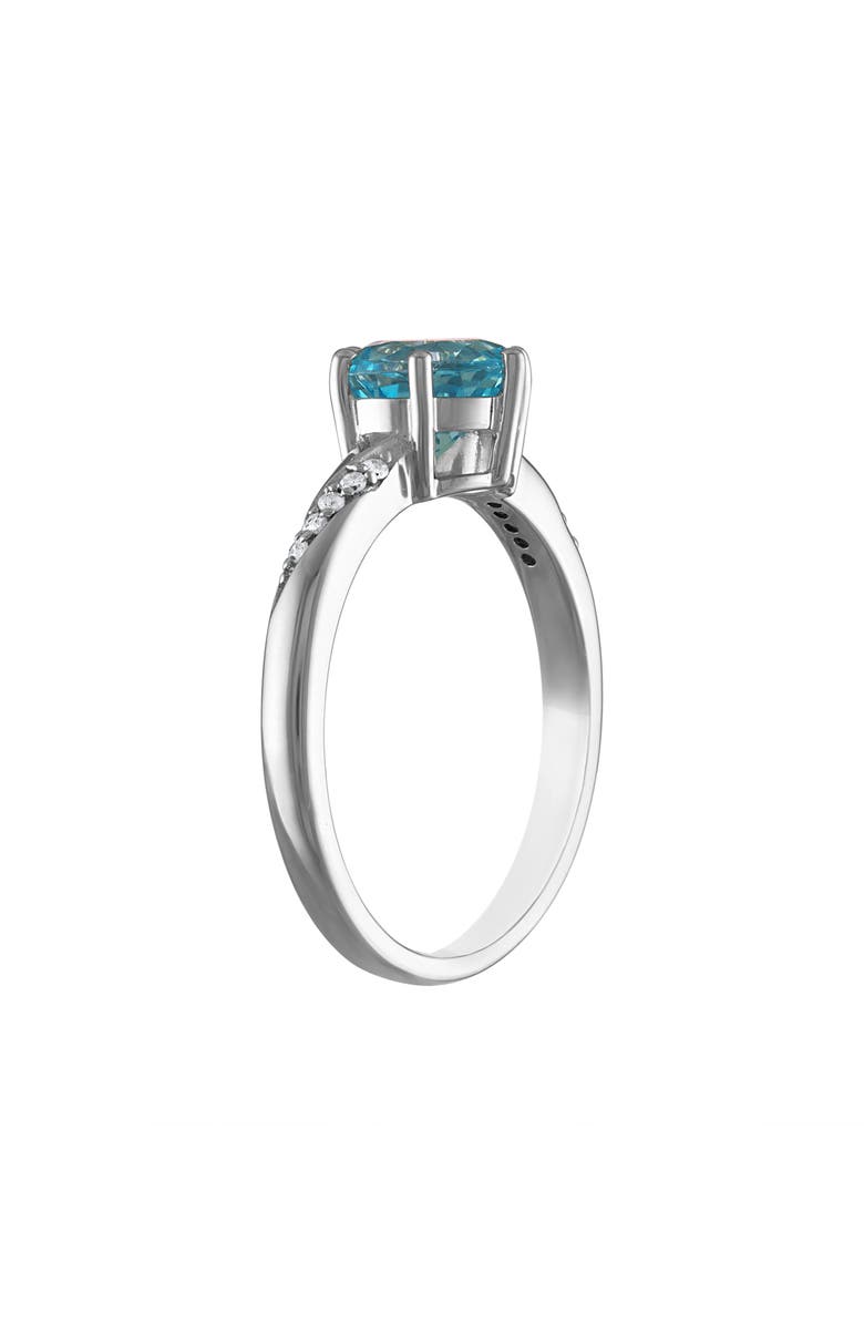 FZN Sterling Silver Round Cut Swiss Blue Topaz & Diamond Ring, Alternate, color, 