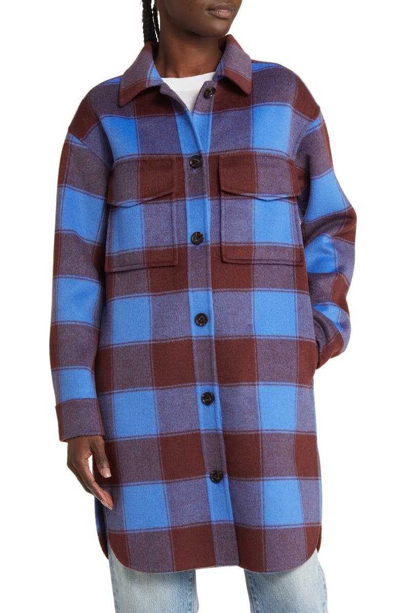 Rails Jaro Buffalo Plaid Wool Blend Coat, Alternate, color, Cobalt Chocolate