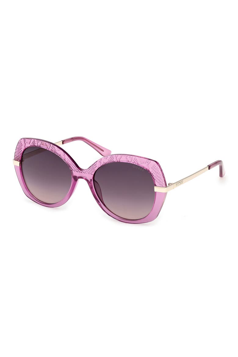 Round Sunglasses, Alternate, color, SHINY VIOLET / GRADIENT SMOKE