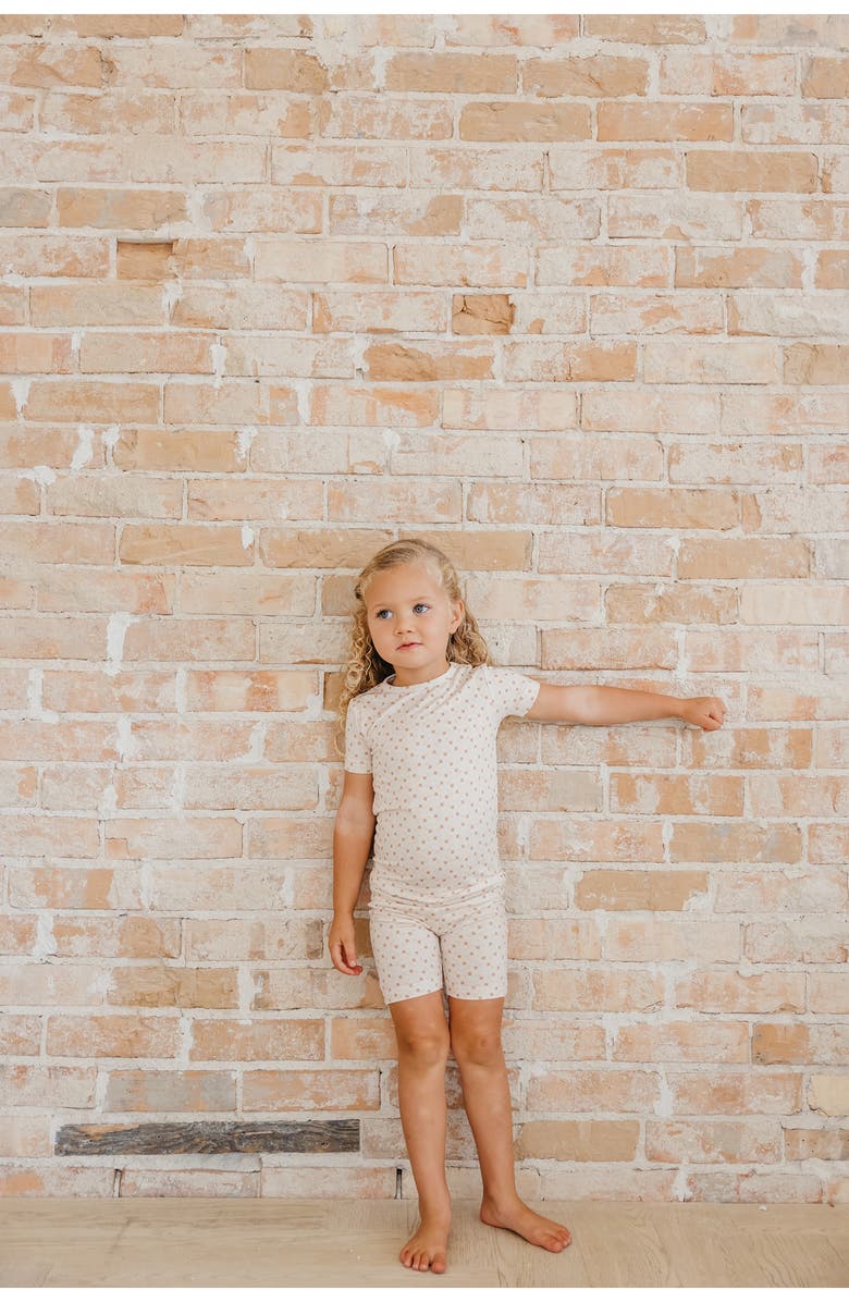 Copper Pearl Kids' Hunnie Print Fitted Two-Piece Short Pajamas, Alternate, color, Light/ Pastel Orange