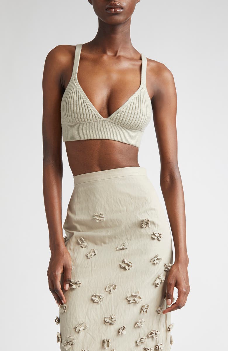 Michael Kors Collection Cashmere Rib Bra, Main, color, Almond