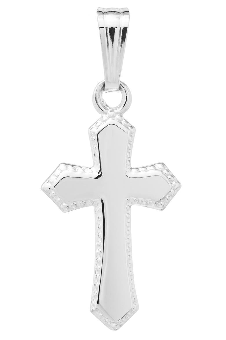 Bead Edge Silver Cross Pendant, Alternate, color, NO COLOR
