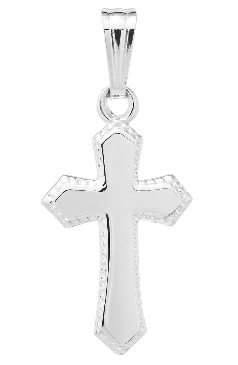 Mignonette Bead Edge Silver Cross Pendant, Alternate, color, 