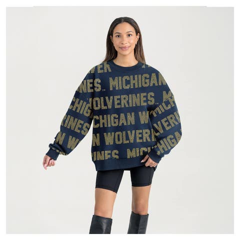Women's Gameday Couture  Navy Michigan Wolverines Hype Era Sweatshirt