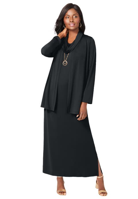 2-Piece Cowlneck Jacket Dress (Plus Available)