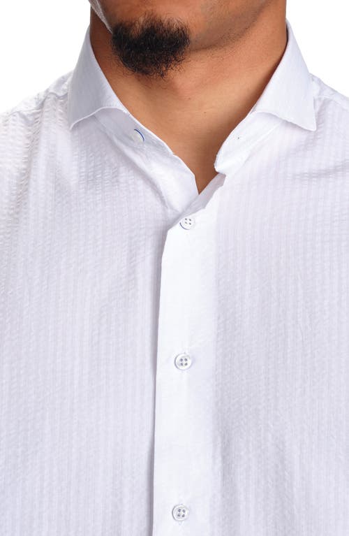 Studio Garnet Los Angeles Seaside Cotton Seersucker Button-up Shirt In White