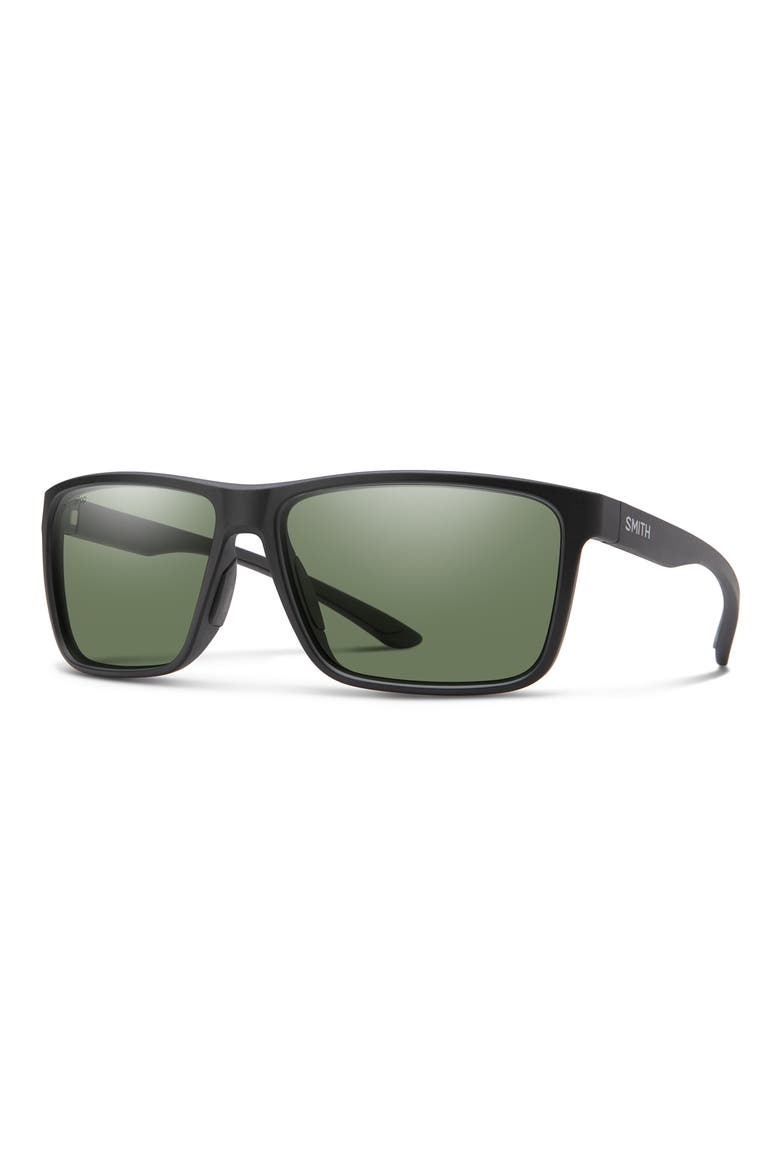Riptide 57mm ChromaPop™ Polarized Sport Rectangular Sunglasses, Alternate, color, MATTE BLACK / CHROMAPOP POLARIZED GRAY GREEN