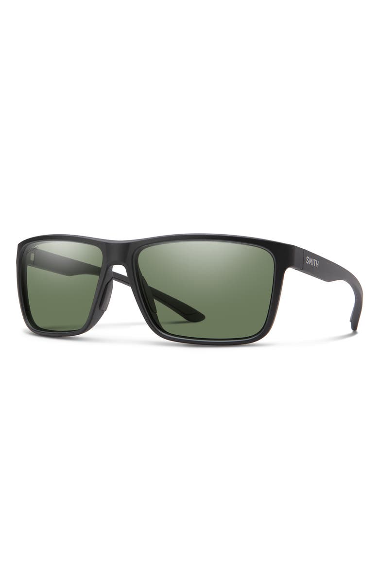 Smith Riptide 57mm ChromaPop<sup>™</sup> Polarized Sport Rectangular Sunglasses, Alternate, color, Matte Black / Gray Green