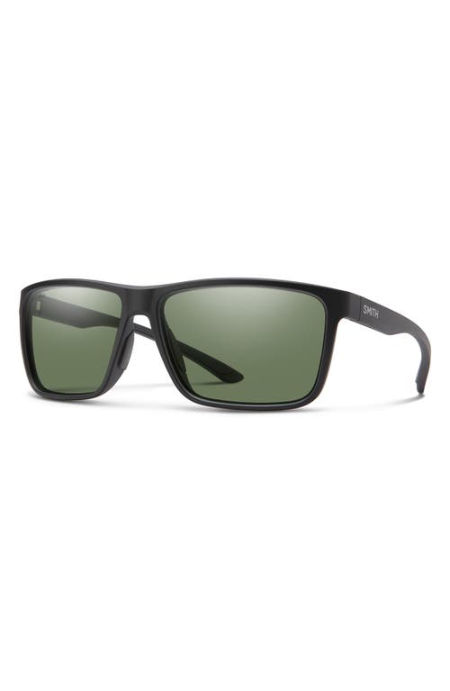Smith Riptide 57mm Chromapop™ Polarized Sport Rectangular Sunglasses In Matte Black/gray Green