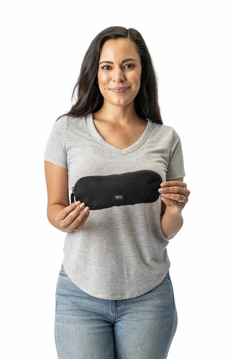 Terra Thread Organic Cotton Pencil Bag, Alternate, color, Ivory Black