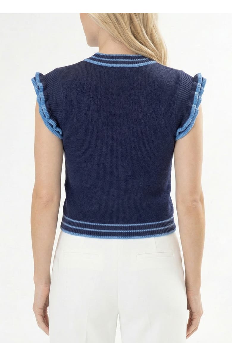 AREA STARS Trim Knit Top, Alternate, color, Navy Light Blue