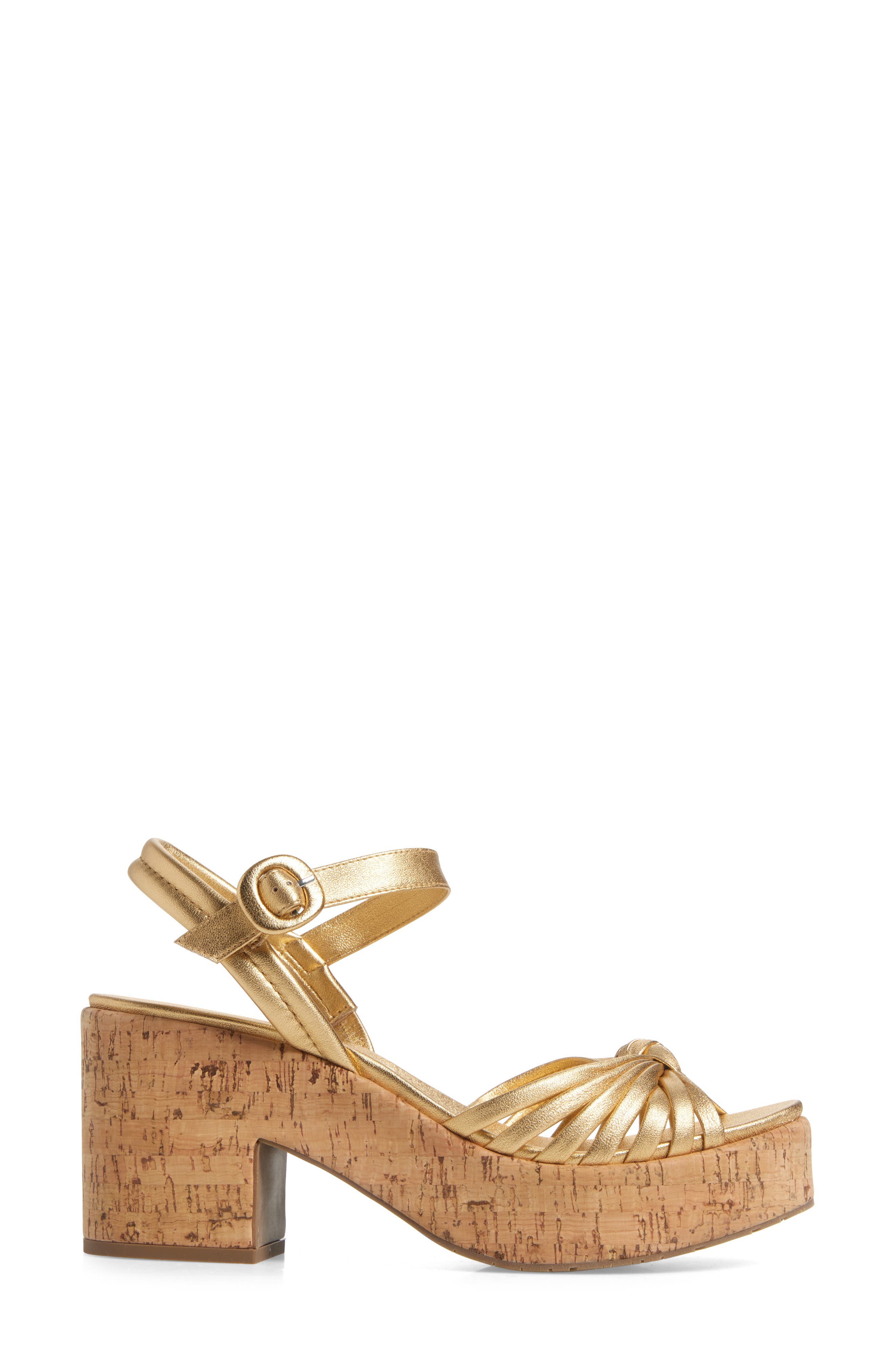 Digna Ankle Strap Platform Sandal, Alternate, color, GOLD NAPPA LAME
