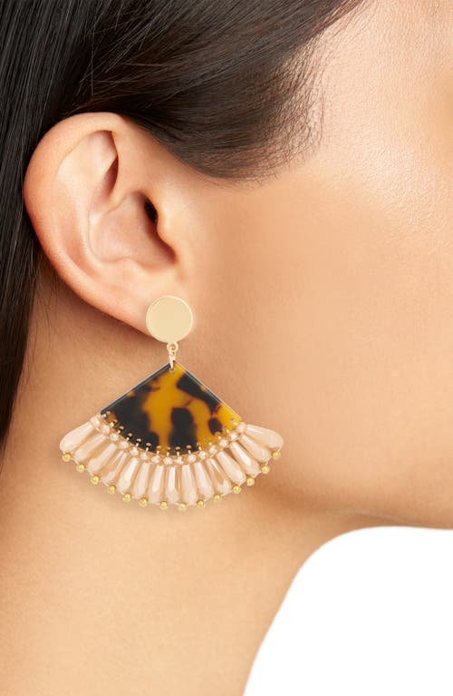 Cara Beaded Fan Drop Earrings In Brown