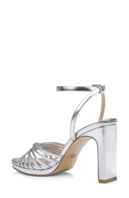 Jewel Badgley Mischka Skylar Ankle Strap Sandal In Silver Metallic