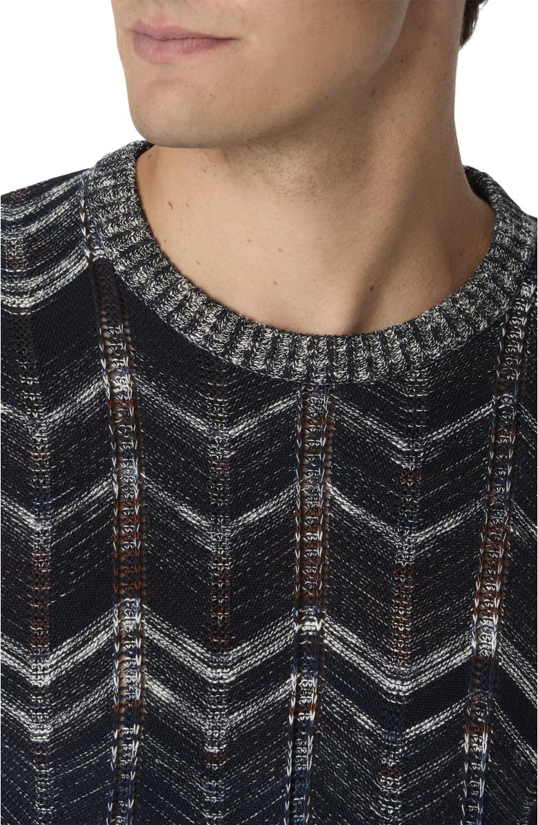 Missoni Crew-neck Cotton Chevron Pullover With Ribbed Trims, Alternate, color, Blue