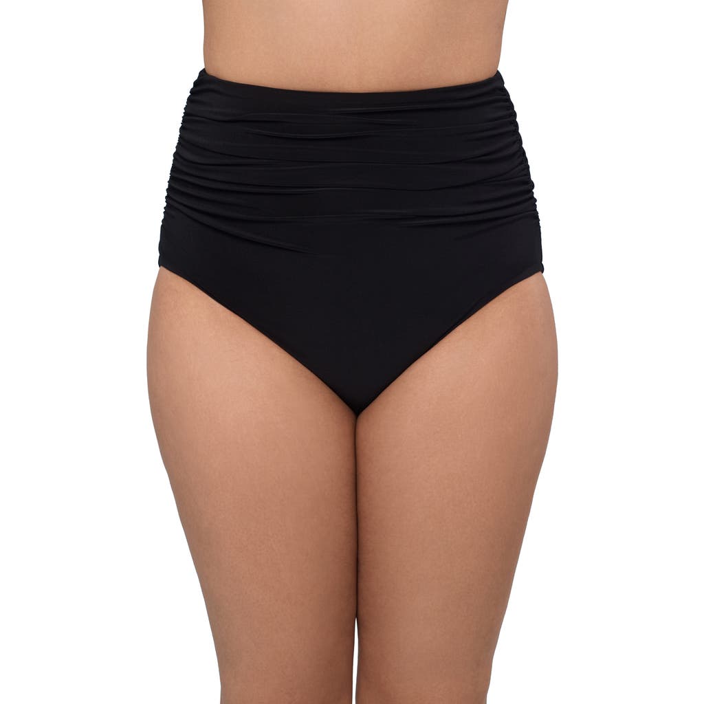 Trimshaper High Waist Shirred Full Control Swim Brief Bottoms