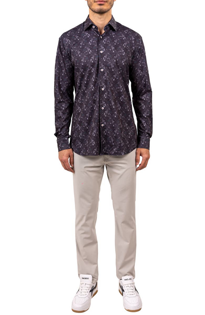 Maceoo Fibonacci Stretch Ascension 3315 Contemporary Fit Button-Up Shirt, Alternate, color, Black