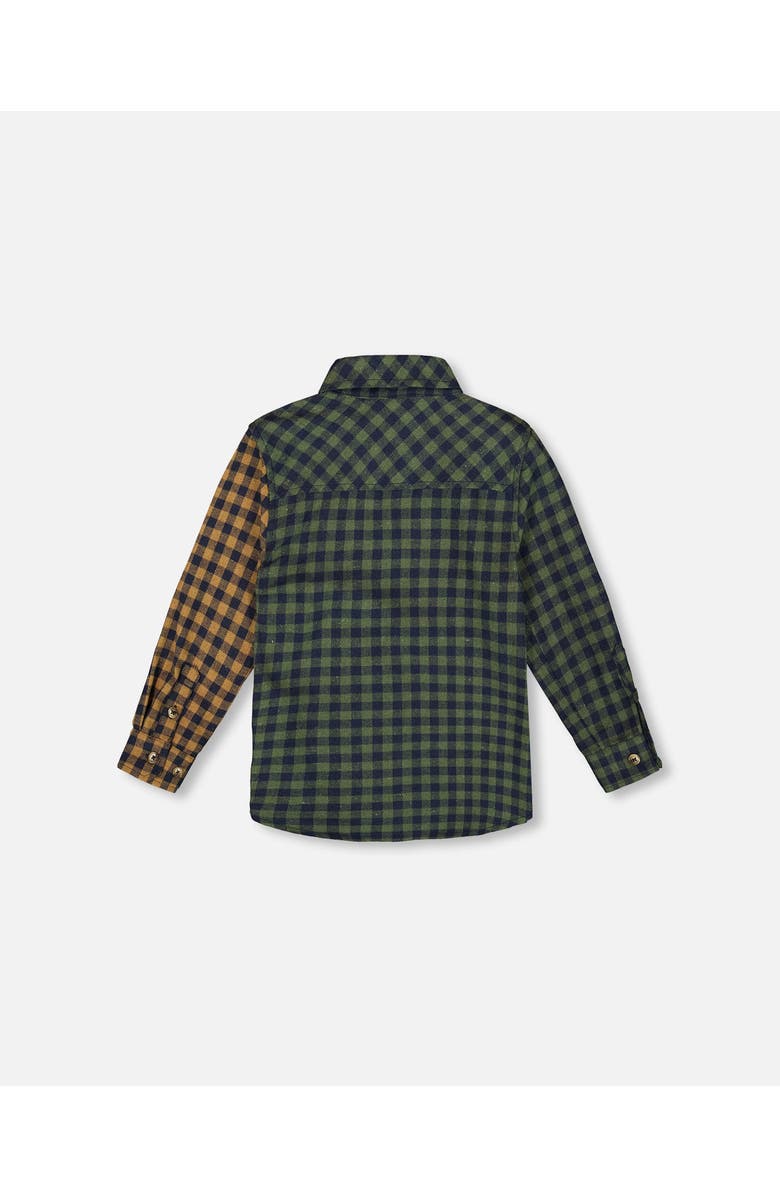 Deux par Deux Long Sleeve Flannel Shirt, Alternate, color, Yellow And Green Plaid